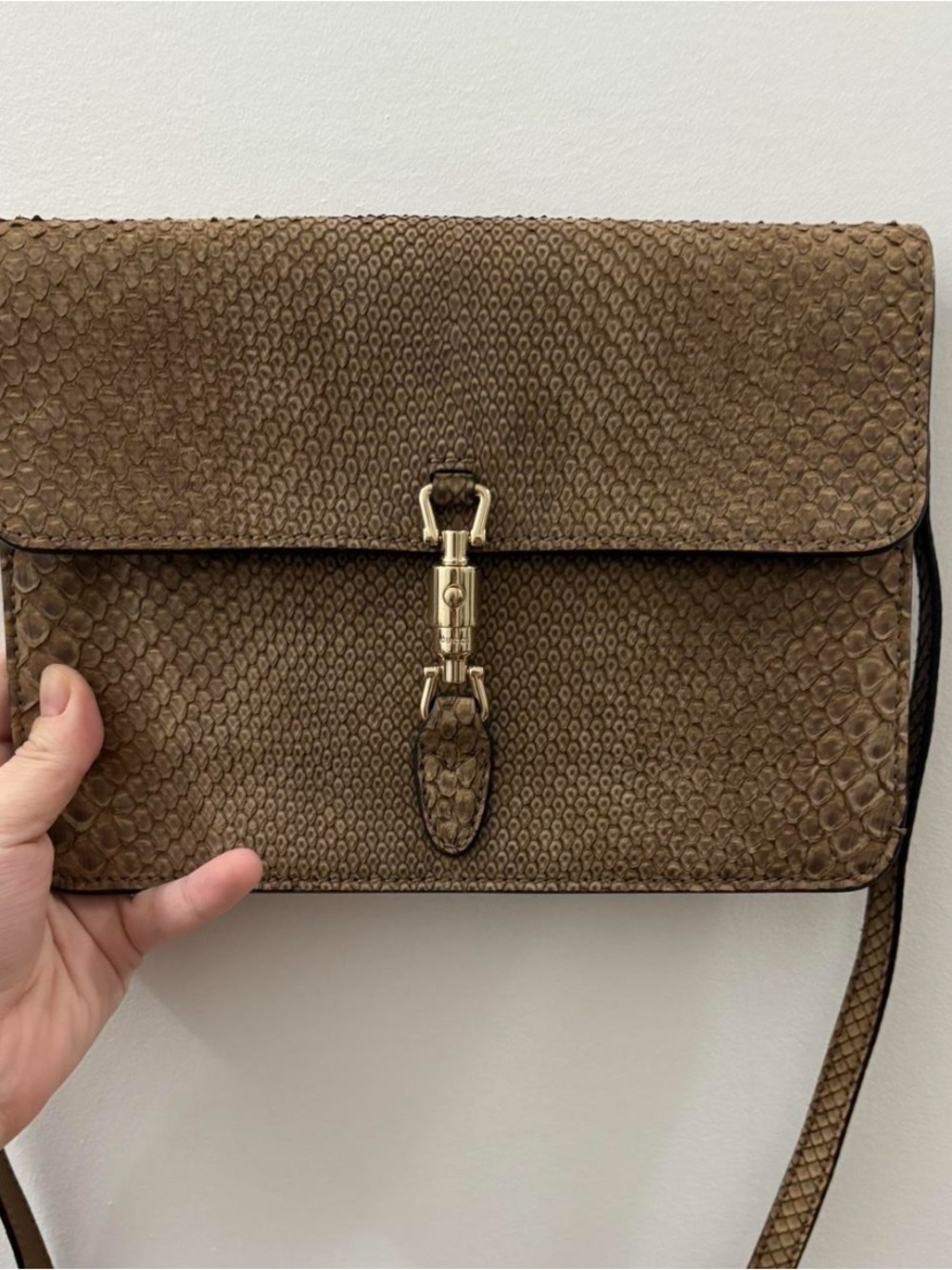 Limited edition Gucci Piston Lock Soft Jackie Small crossbody bag brown python